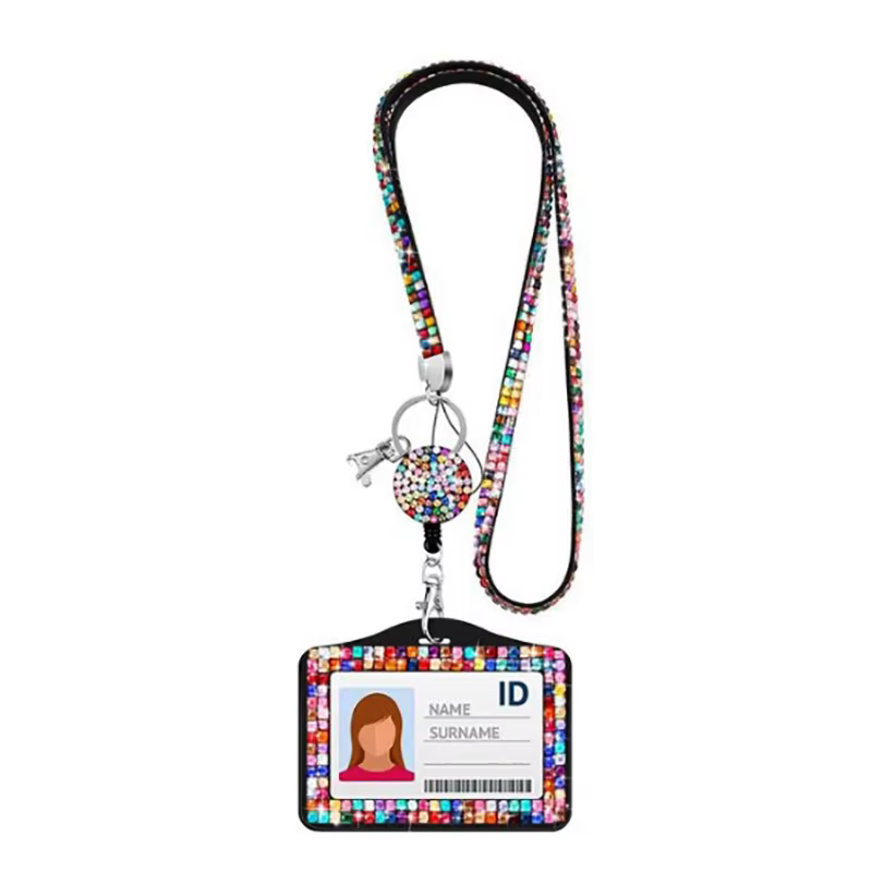 Porte-badge en biscuits, lanière d'identification, collier en cristal Bling, sangle, porte-carte, ét