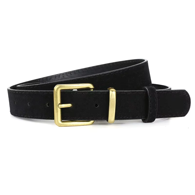 Ceinture de luxe en daim et cuir Pu pour femmes, Style Vintage avec boucle ardillon dorée, ceinture