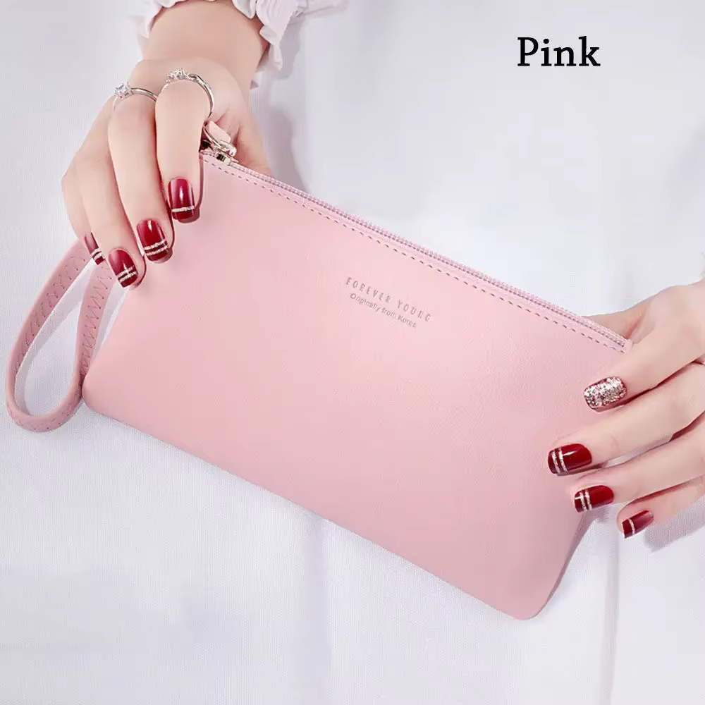 Sac d'argent à la mode, Long sac à main à fermeture éclair, portefeuille, pochettes pour pièces de m