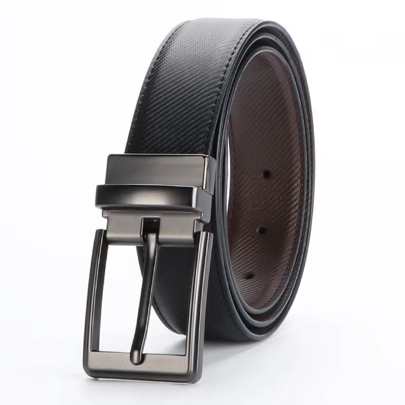 Ceinture réversible en cuir pour homme, rotation noire, 1 pièce