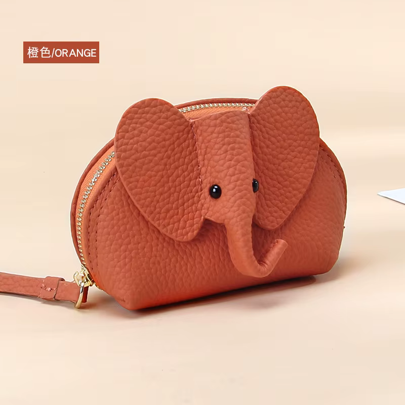 Ins – joli porte-monnaie en forme d'éléphant blanc, petit porte-cartes, 100% cuir de vache, porte-ca