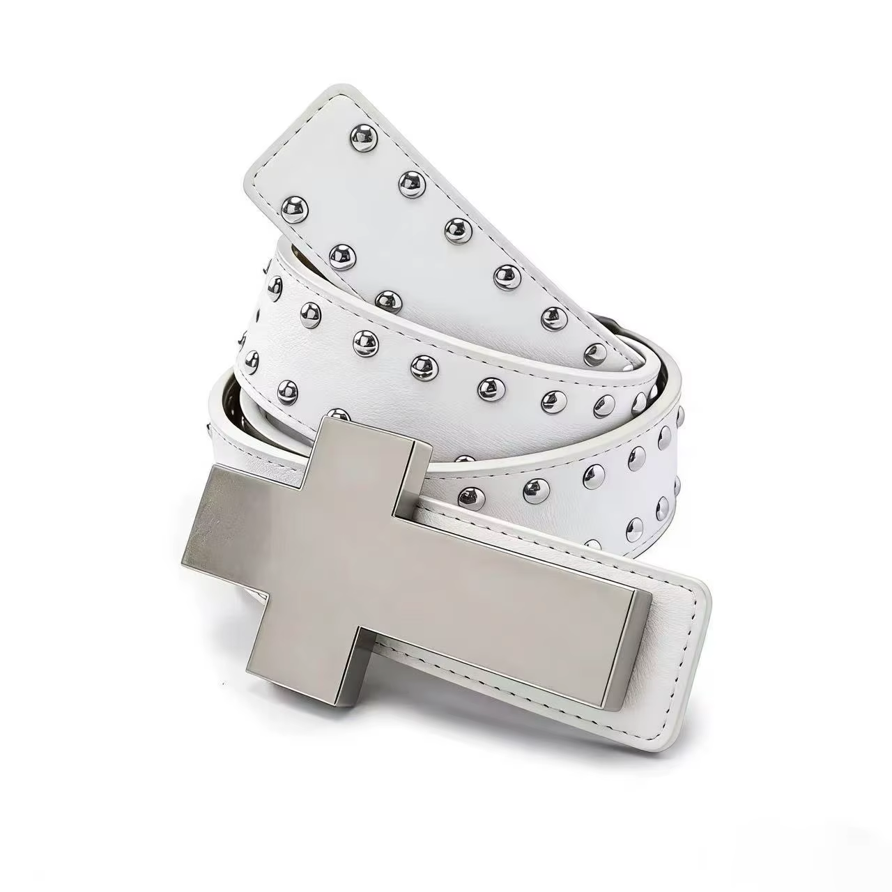 Ceinture Punk Croix pour Hommes Femmes, Ceinture Gothique Y2K à Clous, Accessoire Streetwear Hip Hop