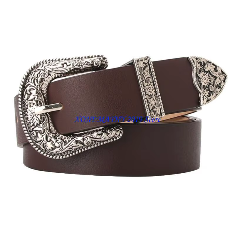 F42F Steampunk mode ceinture femmes ceinture Western Cowgirl boucle ardillon ceinture mince