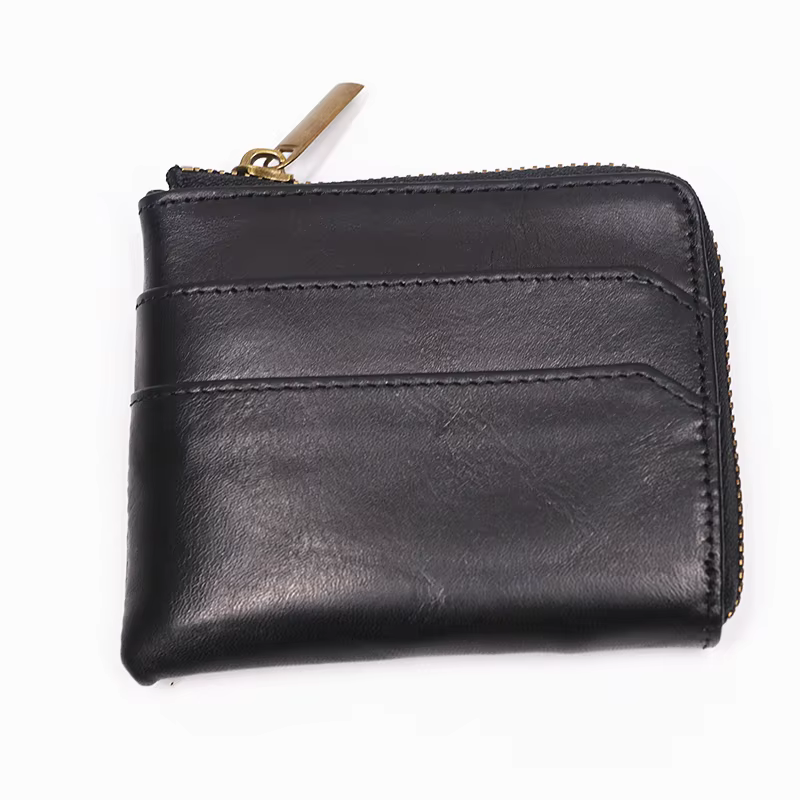 Portefeuille Vintage en cuir véritable pour hommes, porte-monnaie Original en cuir de vache, fermetu