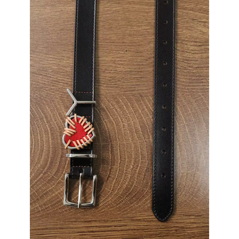 Ceinture en cuir véritable High Street Y/Project avec accent cœur en métal, classique rétro, pour ho