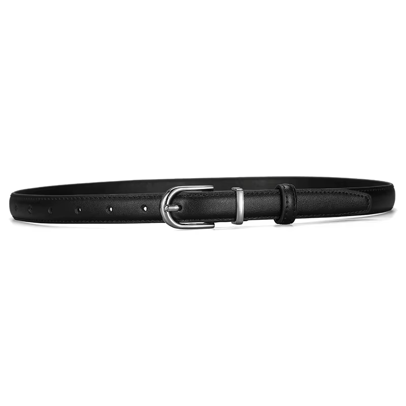 Ceinture en cuir de vachette double couche avec boucle en alliage pour femme, idéale pour un style b