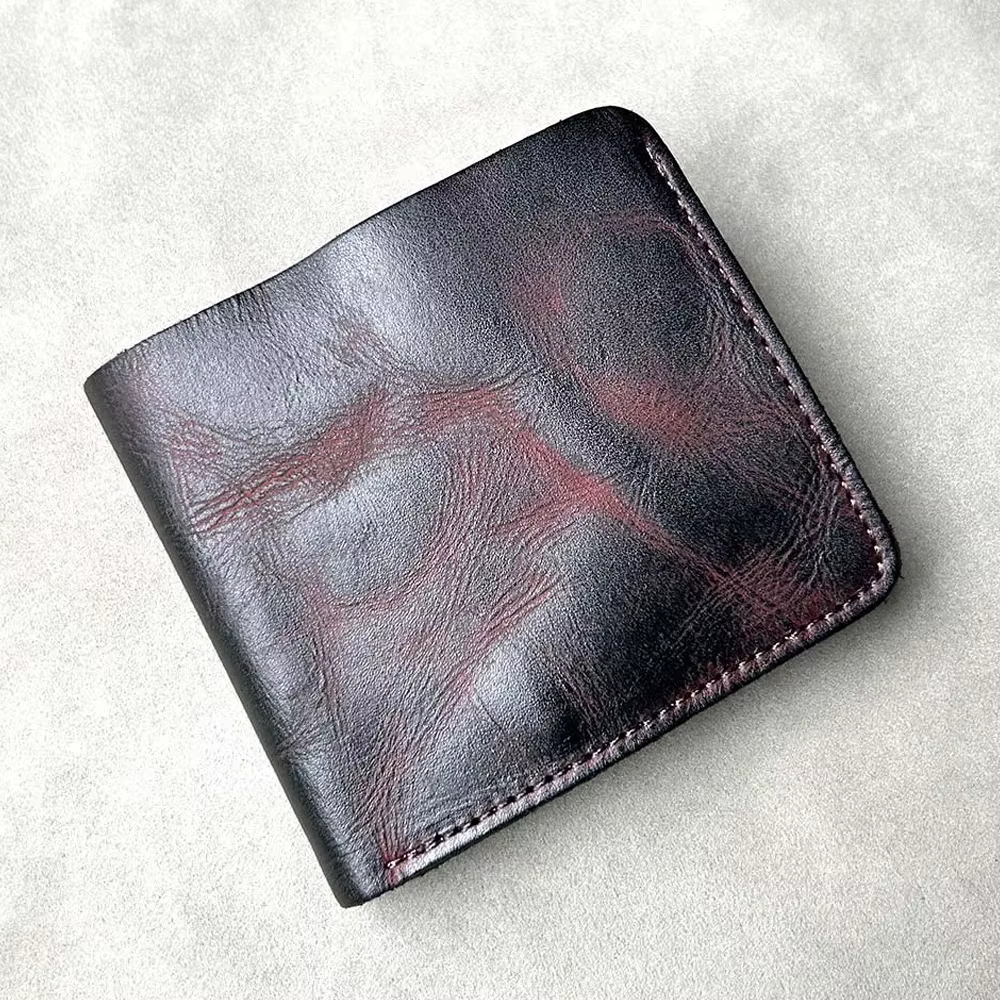 Portefeuille en cuir beige fait à la main pour hommes, poche à monnaie, portefeuille à fermeture écl