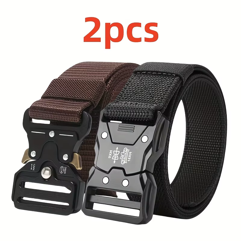 Ensemble de 2 pièces de nouvelle ceinture de taille pour hommes, ceinture décontractée à boucle à dé