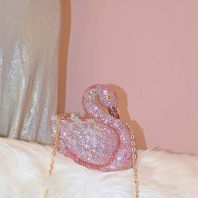 Cygne femmes pierres soirée pochettes mariées animaux strass sacs à main et sacs à main de luxe conc