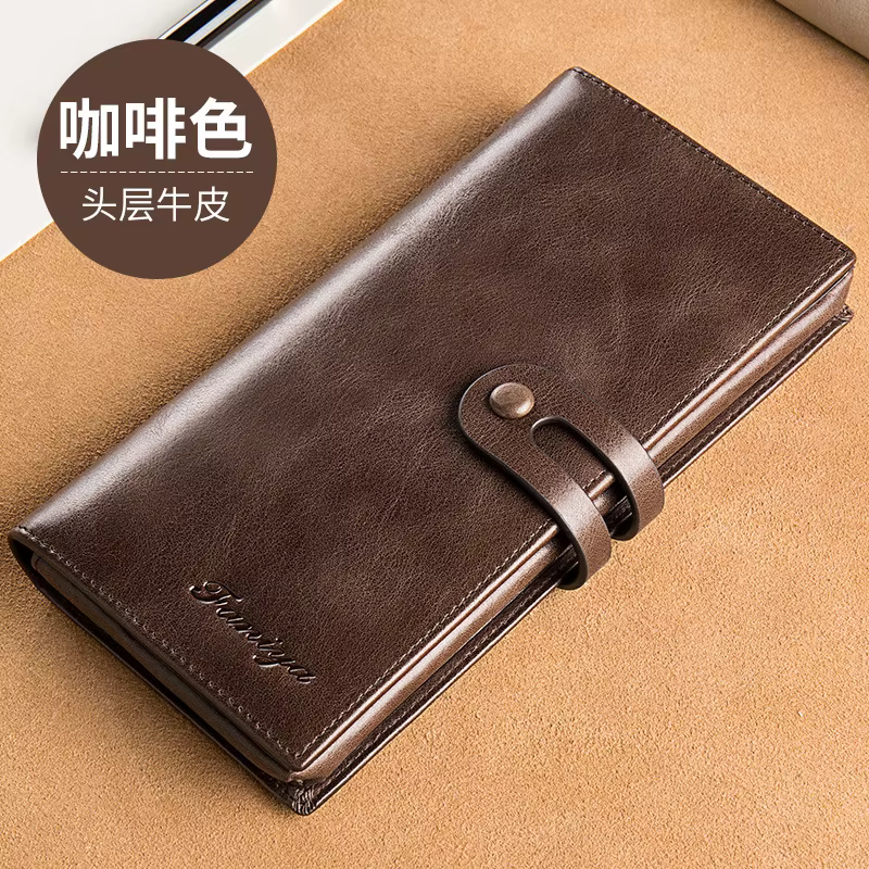 Portefeuille long nouveau porte-cartes en peau de vache de grande capacité portefeuille pour hommes