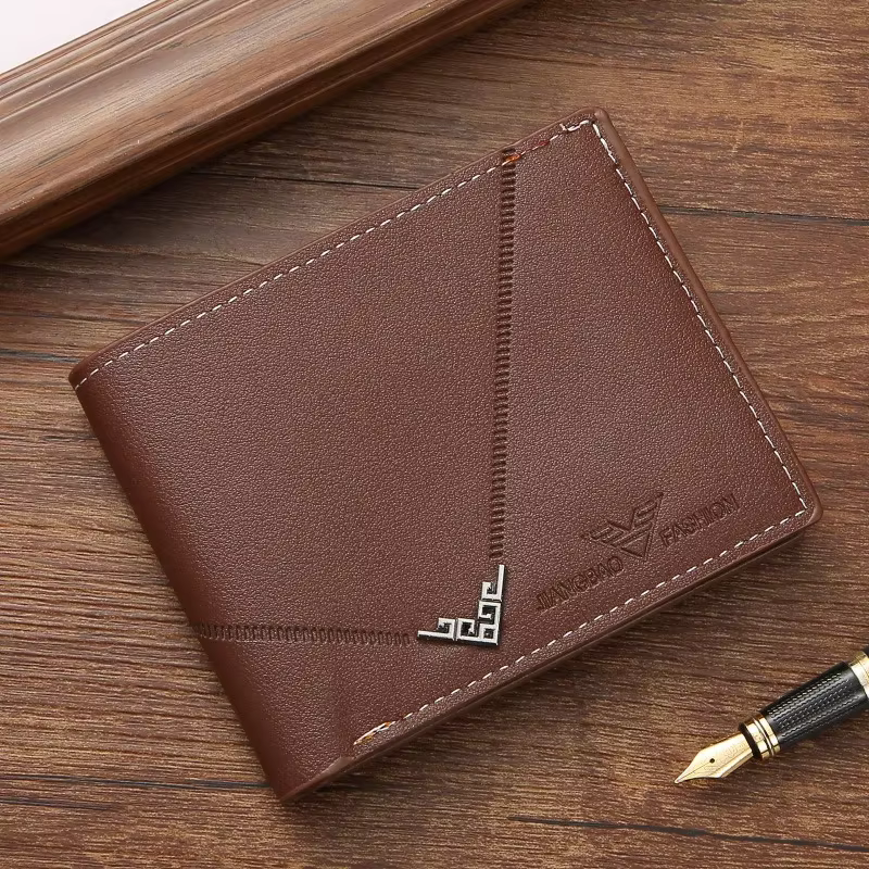 Portefeuille en cuir mince pour hommes, blocage RFID, pliable, poche avant, porte-carte de crédit mi