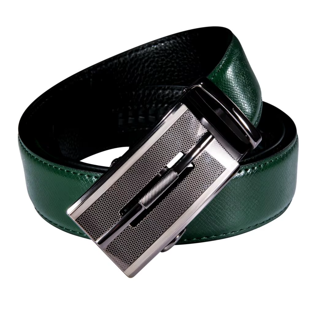 Hi-Tie – ceinture en cuir véritable pour homme, Vintage, argent, à boucles automatiques, de luxe, ve
