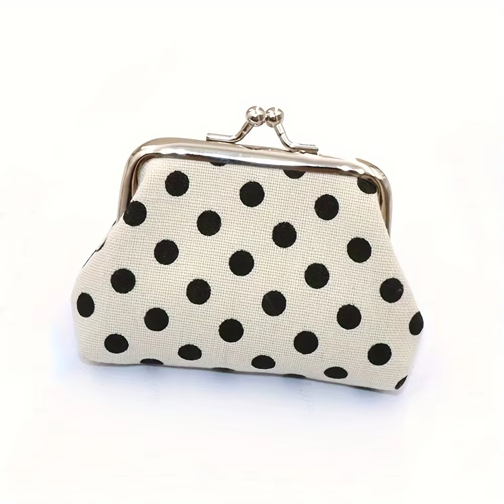 Porte-monnaie à pois avec fermeture à verrouillage, portefeuille multifonctionnel pour femme, porte-