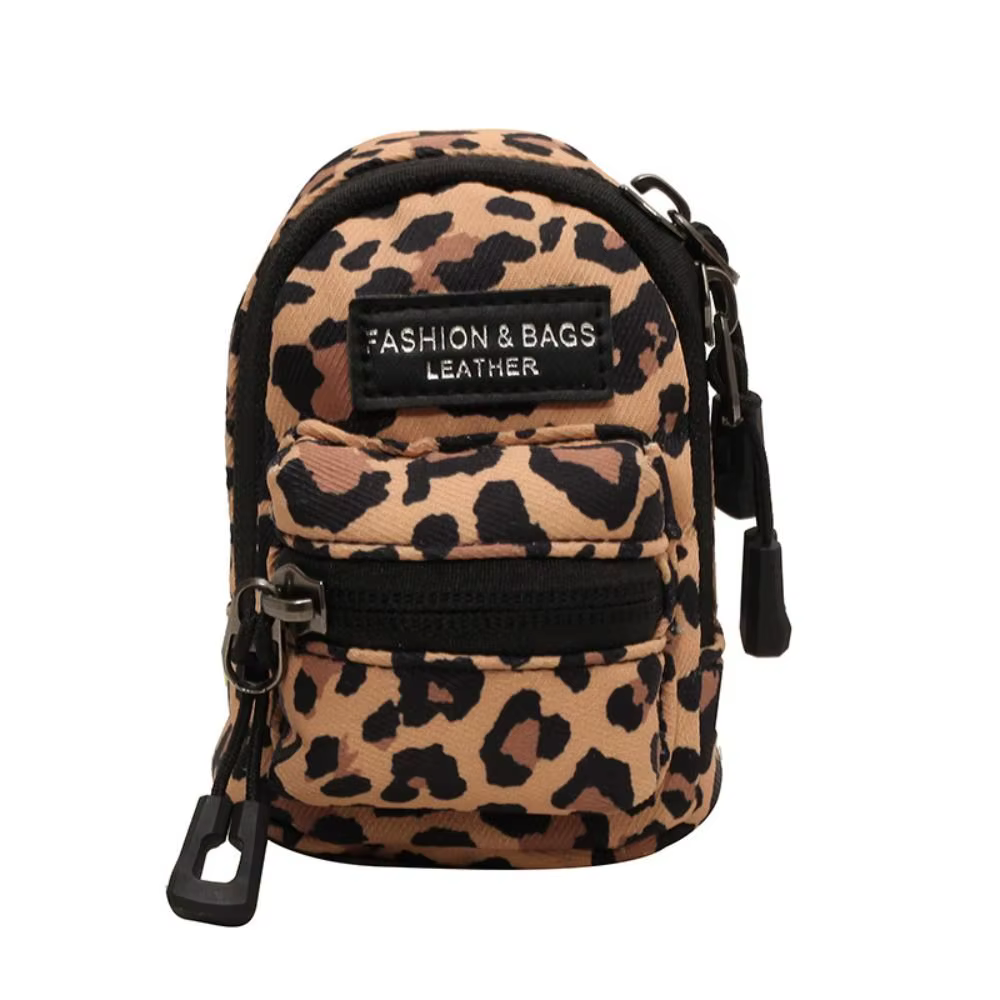 Porte-monnaie imprimé léopard, mini portefeuille, étui de protection, sac à bandoulière avec cordon,