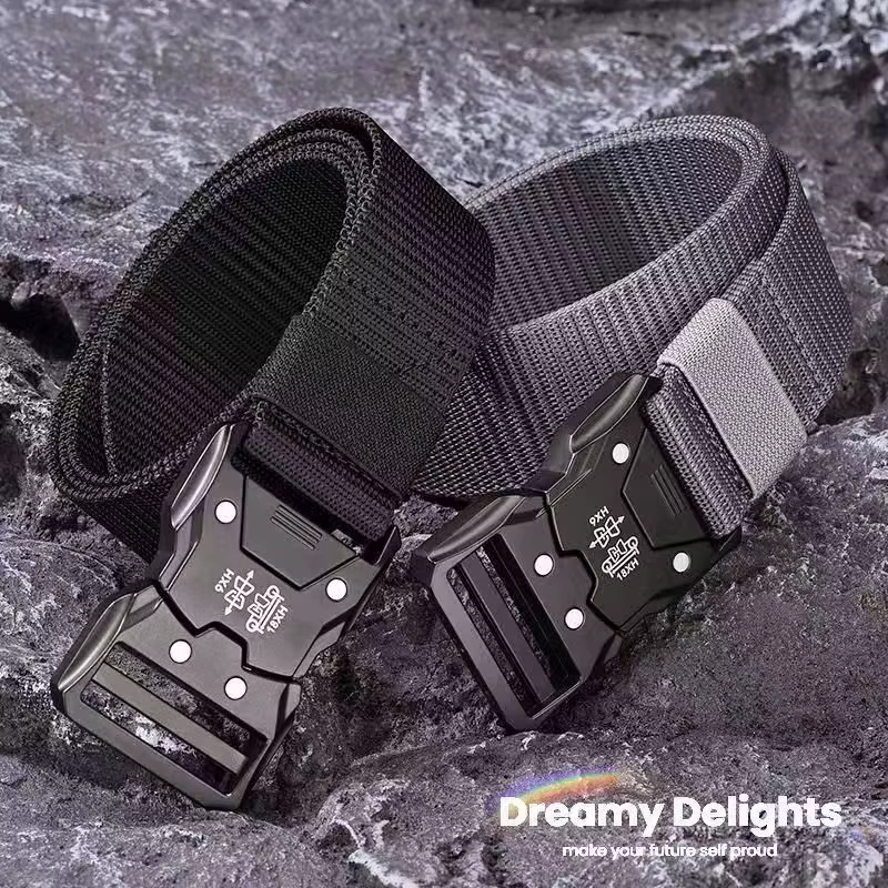 Véritable ceinture tactique noire à dégagement rapide pour hommes, boucle de ceinture d'extérieur à