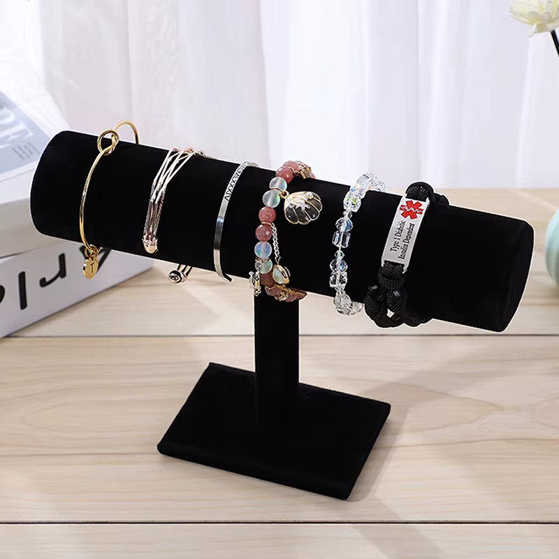 Présentoir de bijoux en velours gris, support de Bracelet, présentoir de Bracelet détachable, suppor