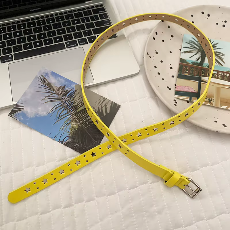 Ceinture d'été Dopamine jaune citron pour femmes, tendance, Simple, sous-culture Y2K, sans poinçon