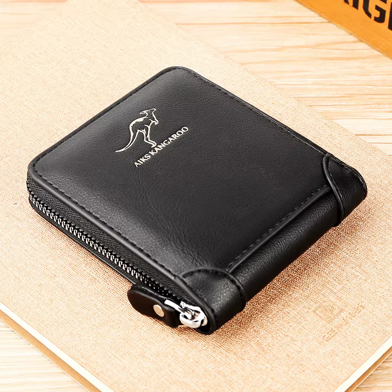 Portefeuille en cuir pour hommes de luxe Porte-monnaie pour hommes, porte-cartes à fermeture éclai