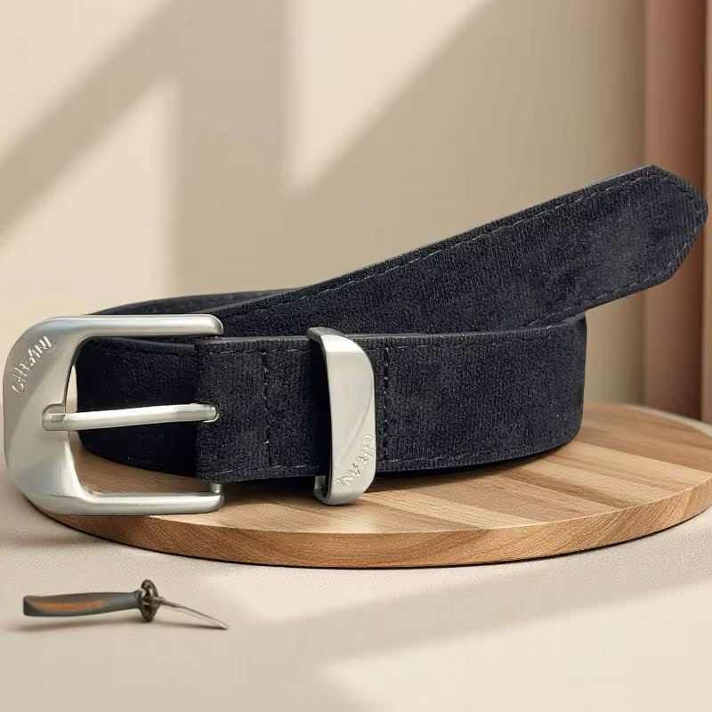 Maillard Styles rétro mode ceinture en daim avec boucle en métal ceinture de taille Ins ceinture de 
