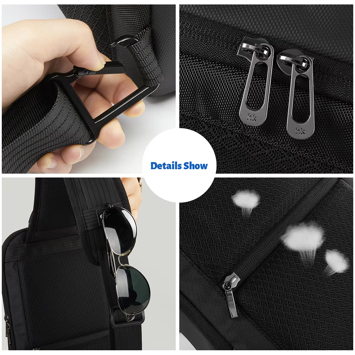 HcanKcan sac à bandoulière pour hommes d'affaires sac de poitrine étanche à la mode pour IPad 11 pou