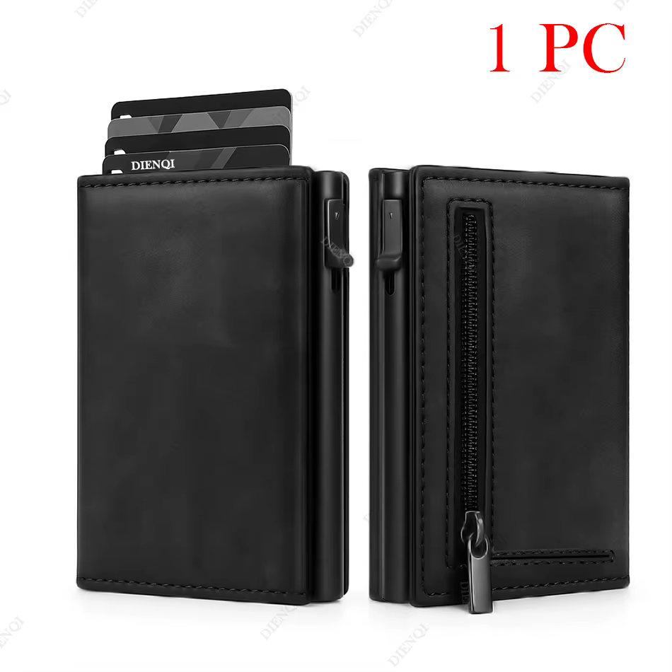Rfid porte-carte de crédit portefeuille hommes porte-carte bancaire boîtier en aluminium en métal mi