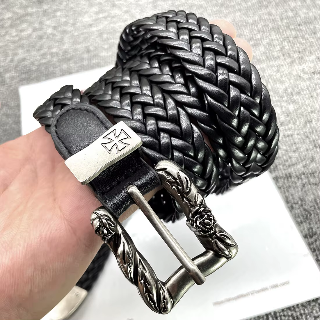 Ceinture tressée punk de haute qualité, design croisé mélancolique de deuxième génération, pour homm