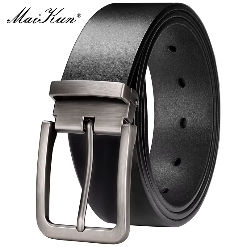 Maikun – ceinture en cuir véritable pour hommes, grande taille, décontractée, boucle ardillon en all
