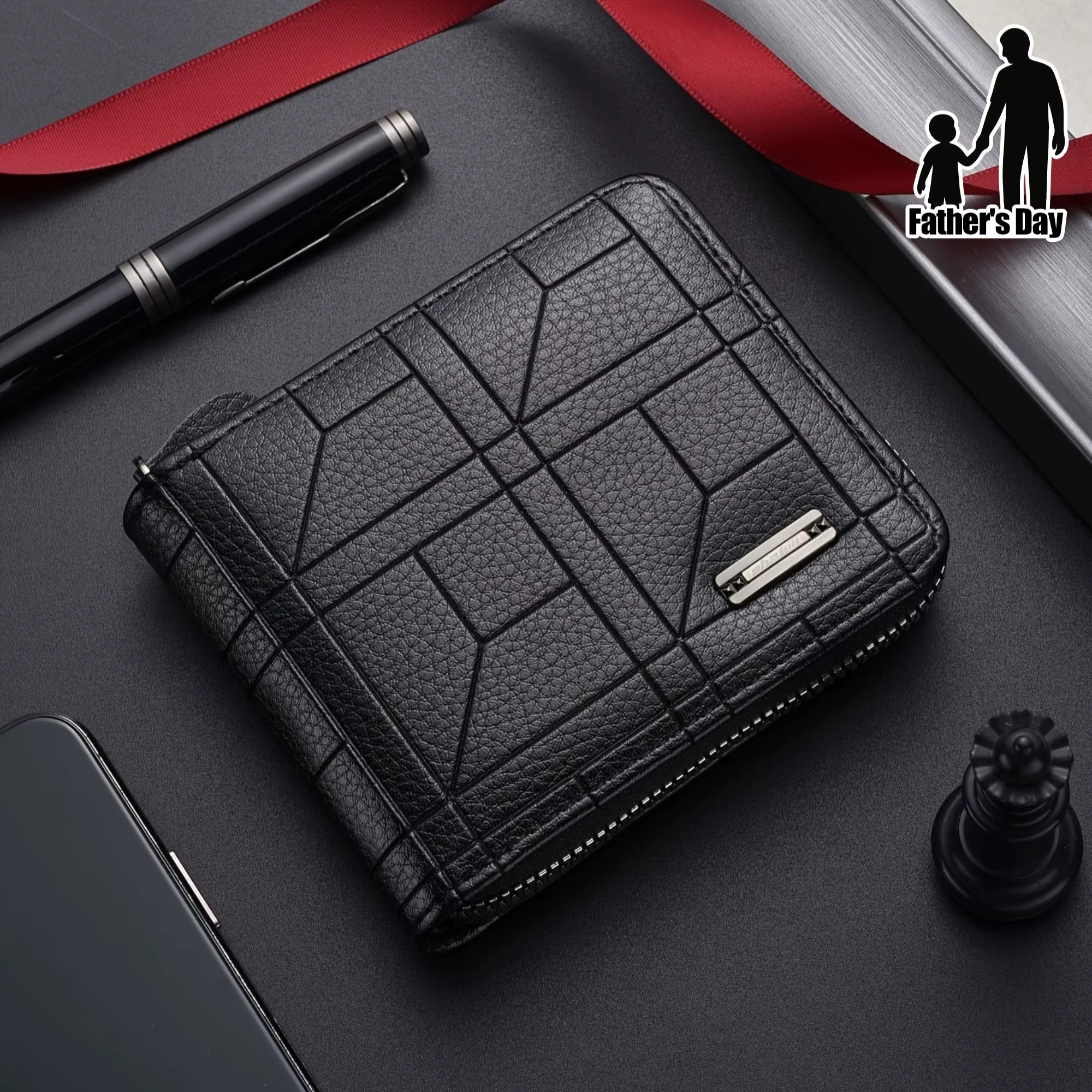 Portefeuille pour homme imprimé PU, nouveau portefeuille à carreaux, cadeau d'anniversaire pour homm