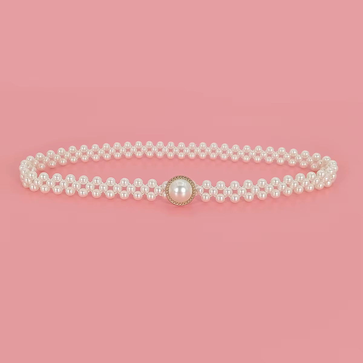 Ceinture élastique élégante pour femme avec incrustation d'agate et fausses perles, chaîne de taille