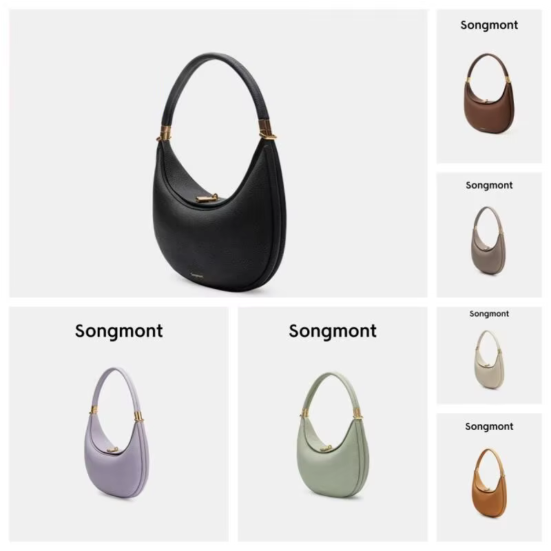 Songmont dames sac à bandoulière motif litchi en cuir souple matériel doré Niche haut de gamme sac s