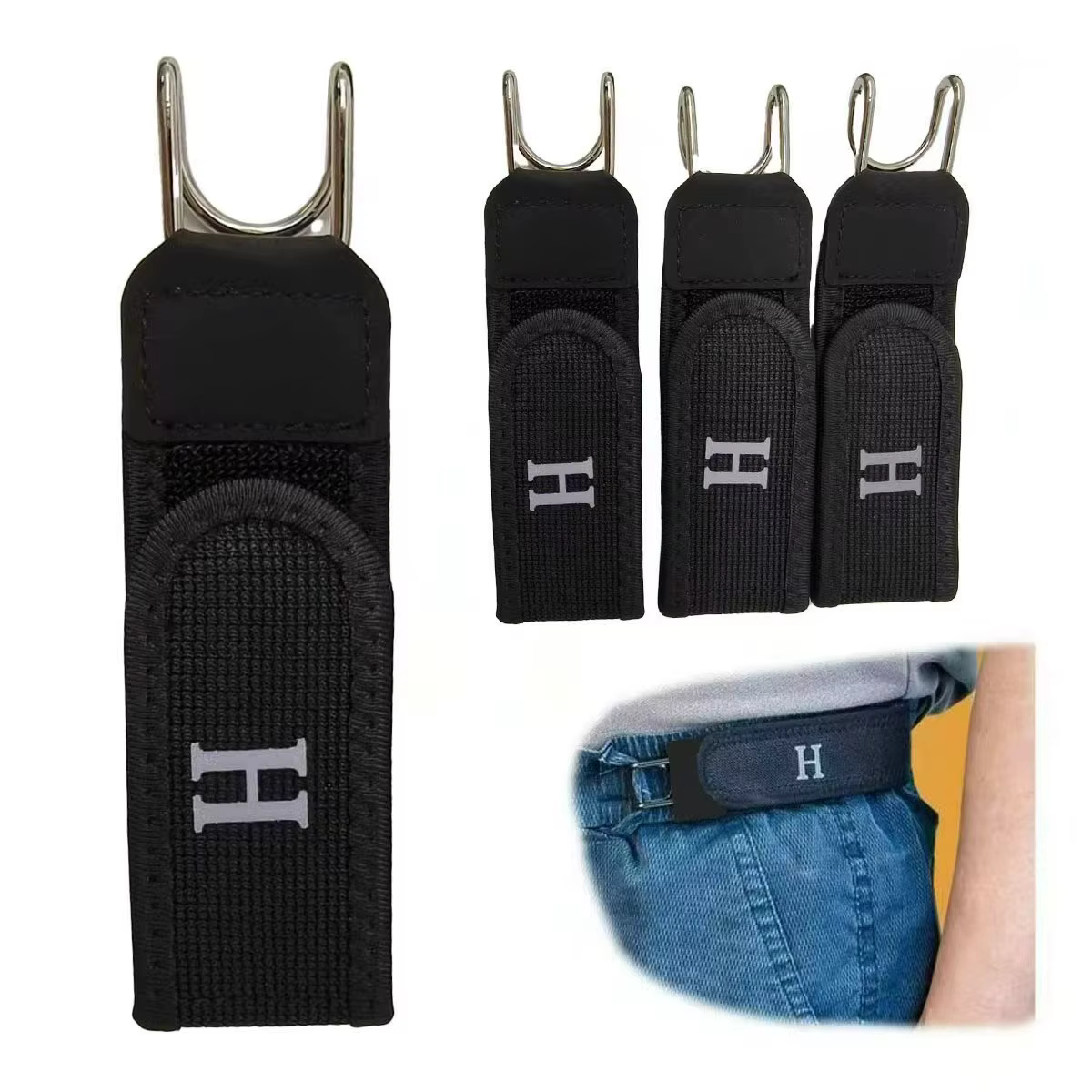 Crochet de ceinture élastique sans boucle, crochet métallique réglable pour hommes et femmes, unisex