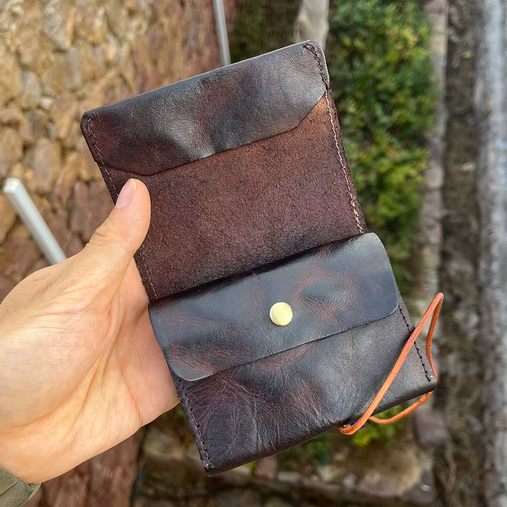 portefeuille homme rétro en cuir véritable pour hommes et femmes, porte-monnaie de détresse Antique