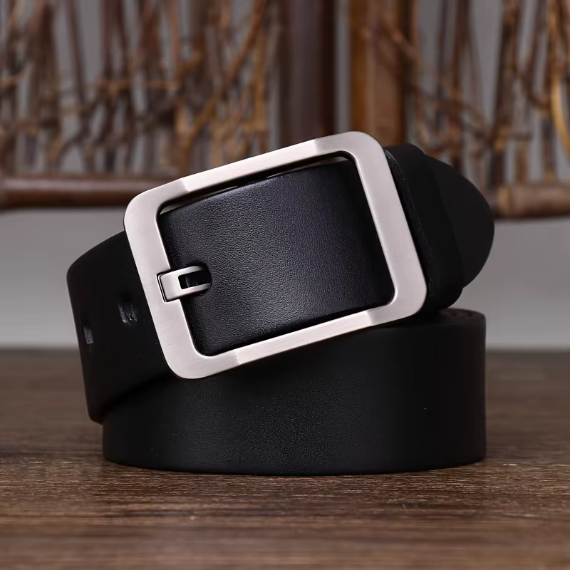 Une ceinture pour femmes et hommes, simple et polyvalente, boucle à aiguille noire étudiante, décora