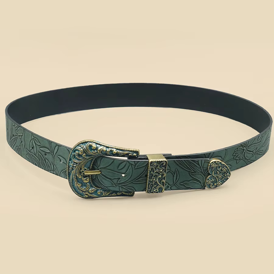 Ceinture sculptée avec impression de cuir chevelu pour femme, ceinture décontractée, polyvalent pour