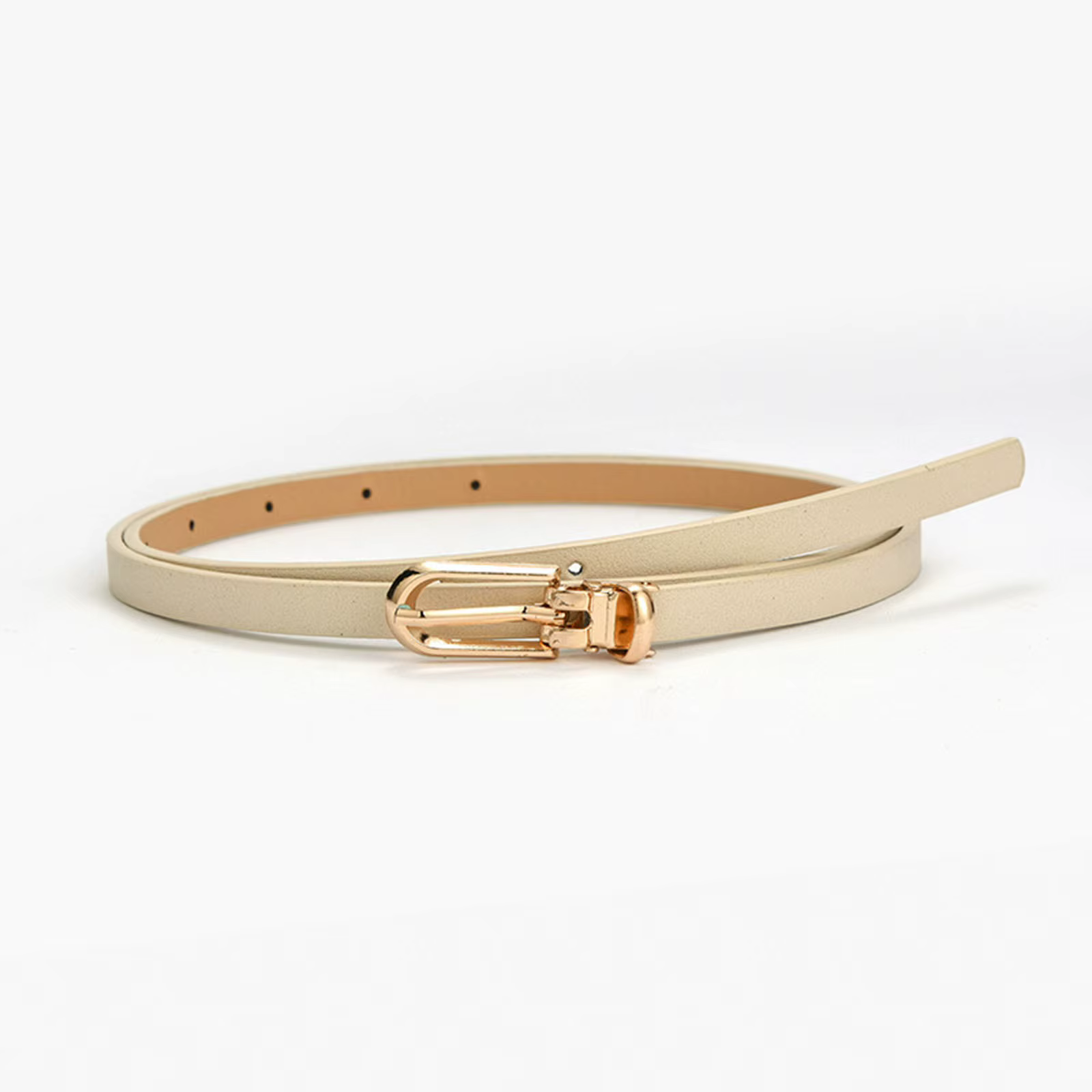 Nouvelles femmes ceintures mode réglable en cuir Pu ceinture mince pour les filles boucle en or sang