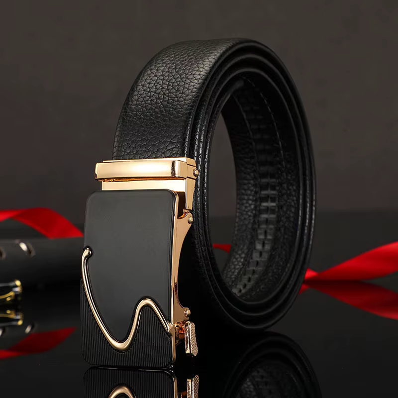 Ceinture en cuir pour hommes, métal, structure automatique, marque de luxe, design de mode d'affaire