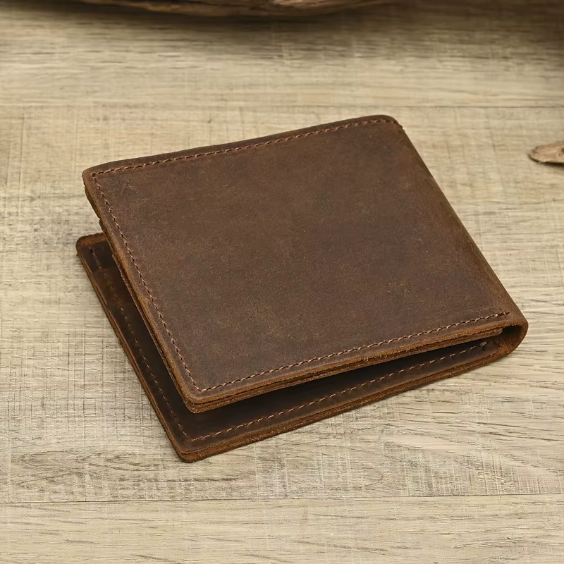 LD-Crazy Horse Portefeuille en Cuir Style Rétro Portefeuille Horizontal pour Hommes Minimalement Uti