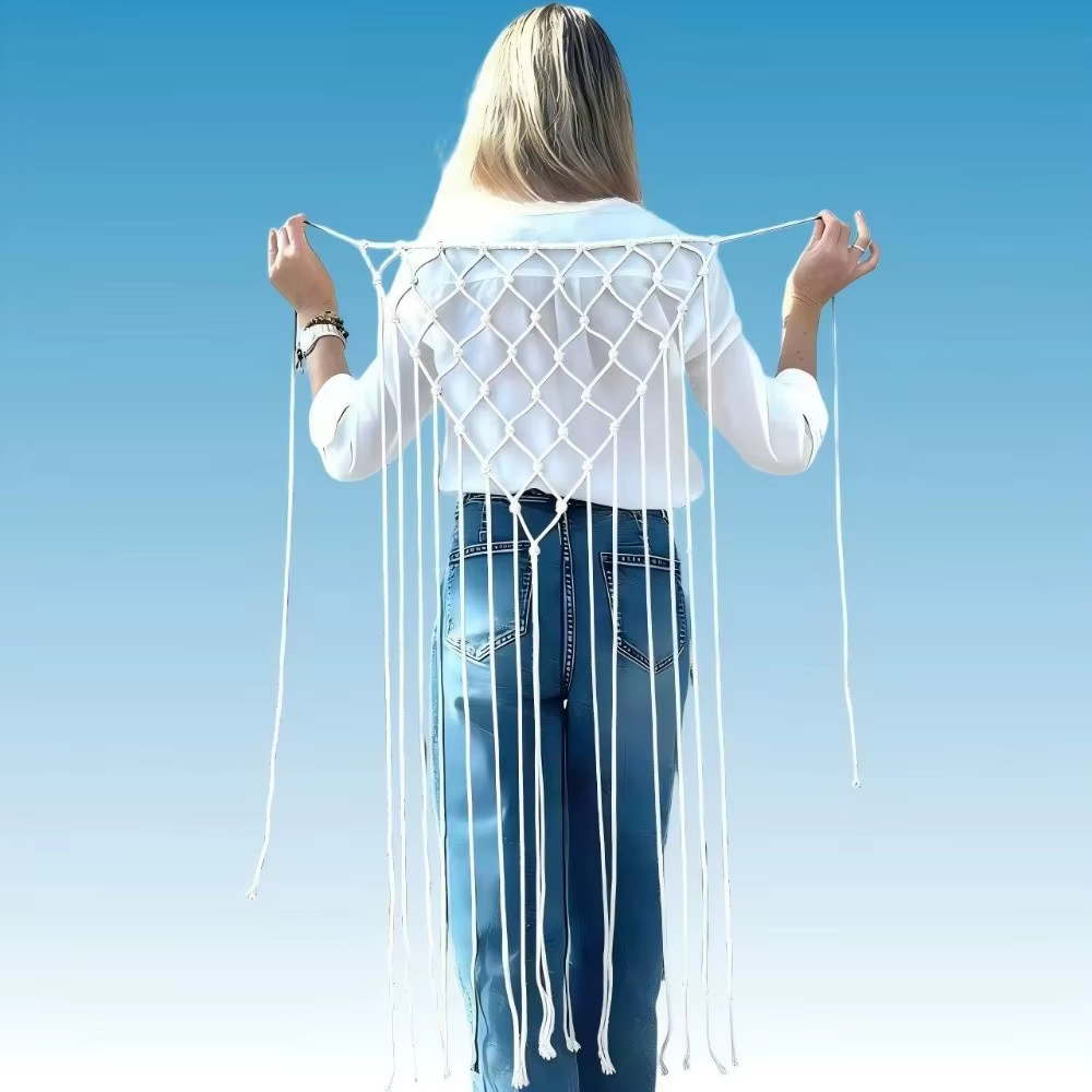 Ceinture en coton tissée à la main, châle léger de style bohème unique, accessoires décoratifs à pom