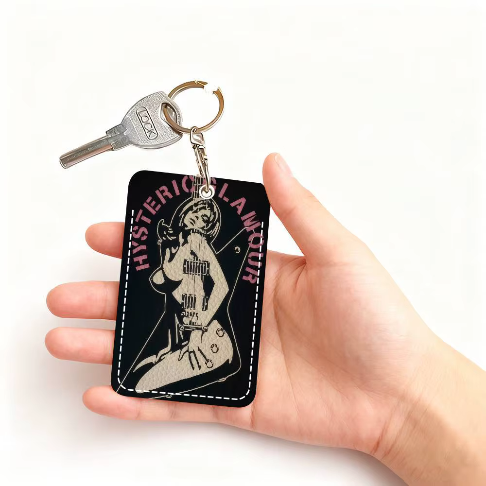 Porte-cartes en cuir moderne H-HystericS Glamour BRAND avec porte-clés – Support fiable pour cartes