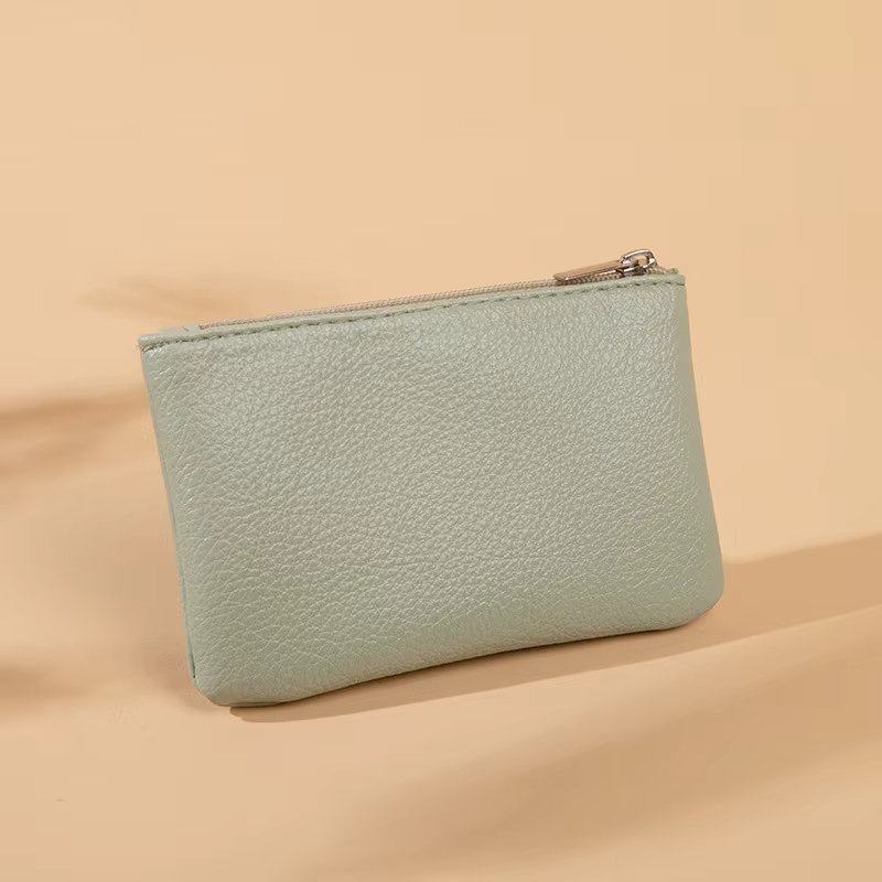 Porte-monnaie à motif Litchi pour femme et homme, porte-monnaie en cuir PU, pochette rétro à fermetu