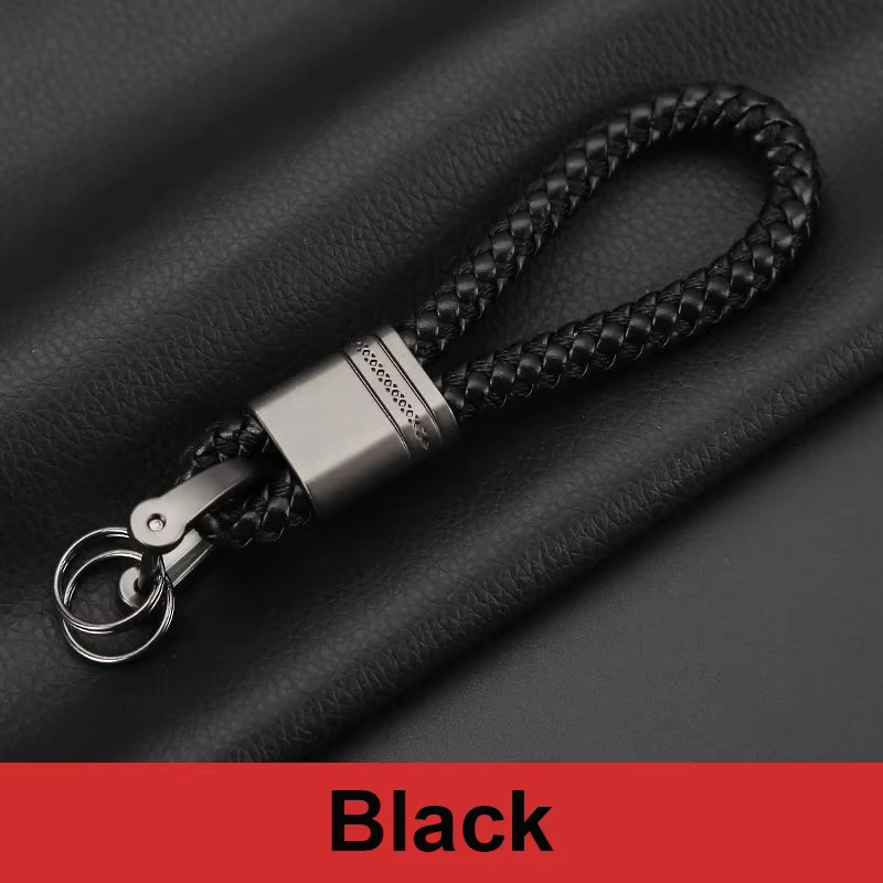 Porte-clés en corde de cuir tissé à la main, boucle en fer à cheval, porte-clés de voiture pour voit