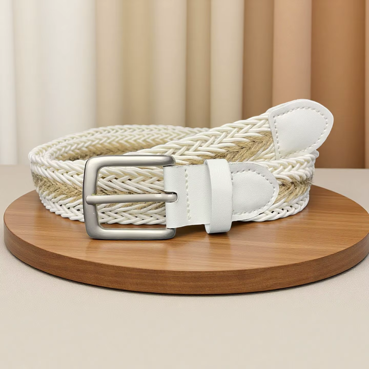 Ceinture Tressée Rétro Tendance et Élégante avec Boucle à Broche Sans Perçage, Style Décontracté en 