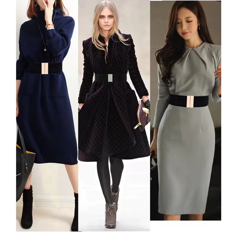Ceintures larges à bande élastique pour femmes, Simple, pour manteau, ceinture de taille, boucle, sa