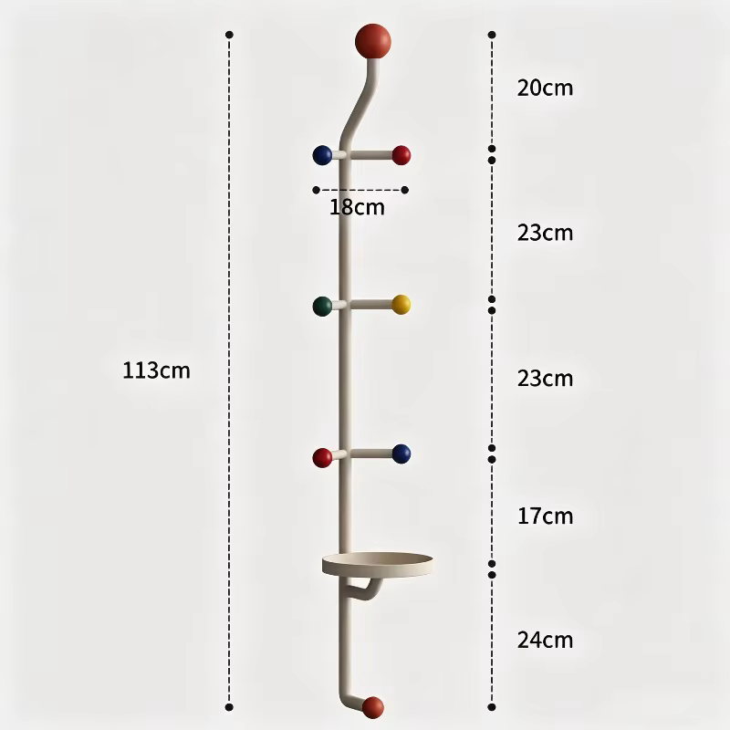 Porte-manteau mural vertical moderne avec boules colorées, porte-chapeaux pour hall d'entrée, avec p