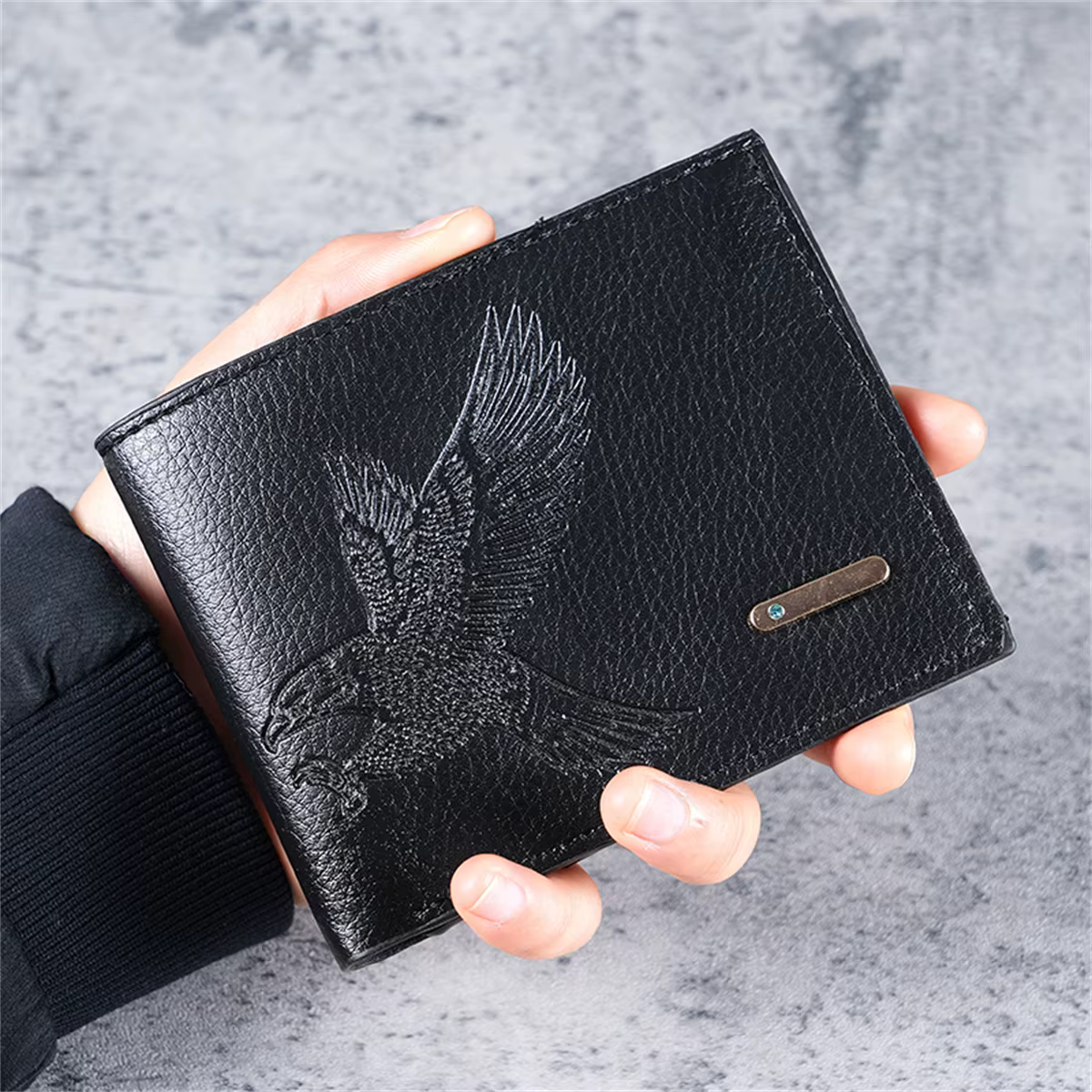 Portefeuille court en cuir souple pour hommes, mince, nouveau modèle d'aigle de grande valeur, pour 