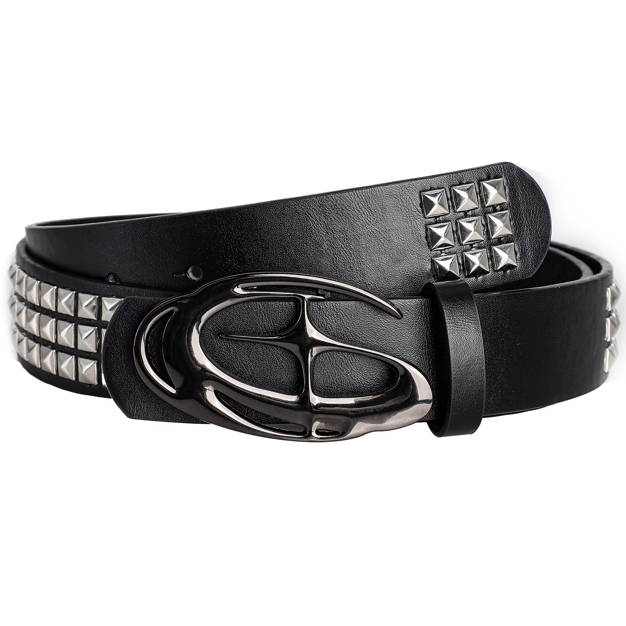 Ceintures élégantes à boucle irrégulière creuse, accessoire à rivets tendance pour cadeaux ou Style