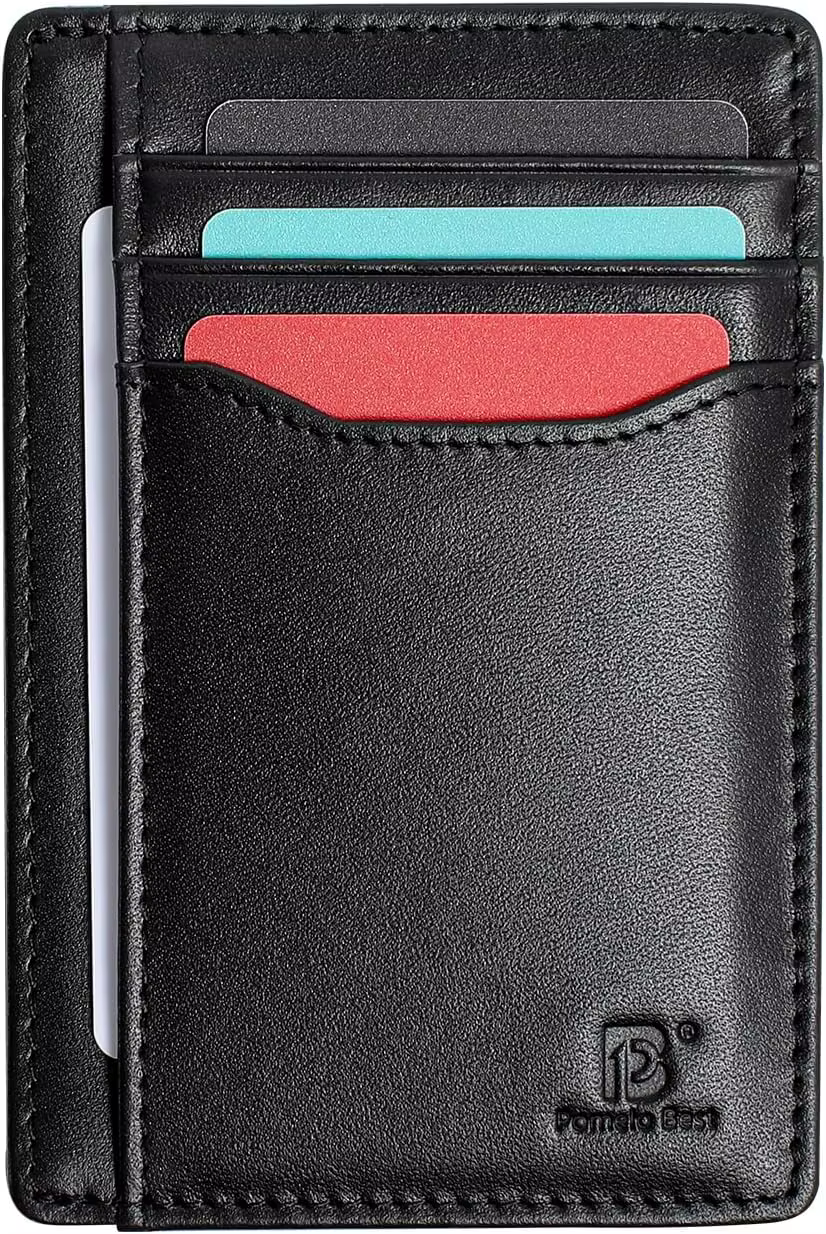 Pomelo Meilleure portefeuille pour hommes, porte-monnaie mince en cuir véritable avec blocage RFID, 
