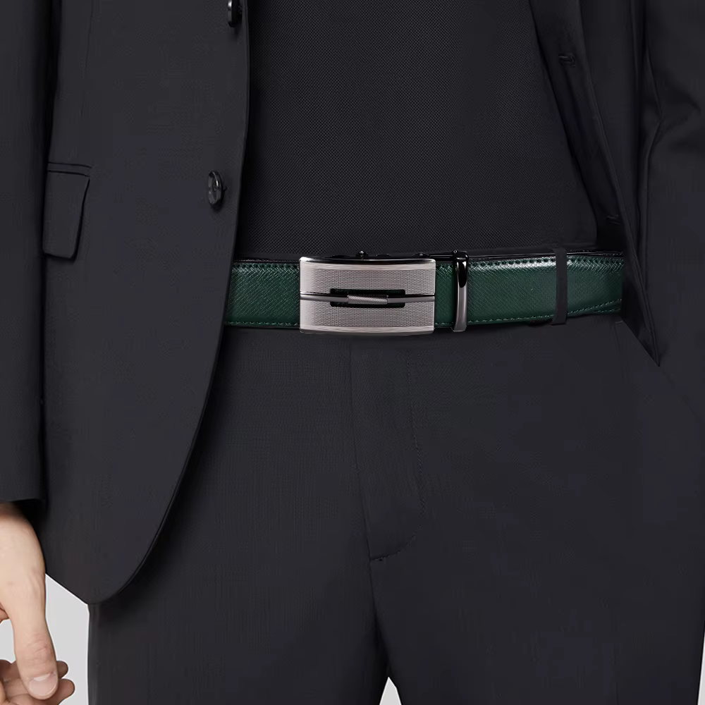 Hi-Tie – ceinture en cuir véritable pour homme, Vintage, argent, à boucles automatiques, de luxe, ve