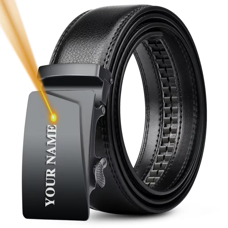 Ceinture personnalisée pour hommes avec nom gravé, ceinture à boucle automatique pour la fête des pè