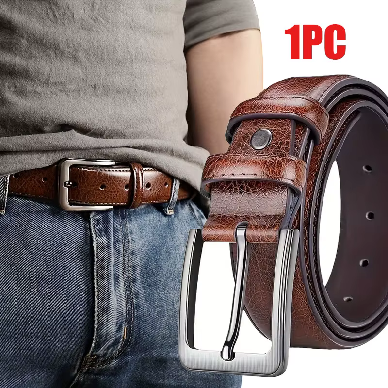 Ceinture de luxe pour homme en cuir PU avec boucle ardillon métallique, sangle de taille de créateur